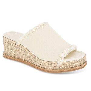 Splendid Darla Square Toe Frayed Edge Espadrille Wedge Heel Sandals NIB 8.5
